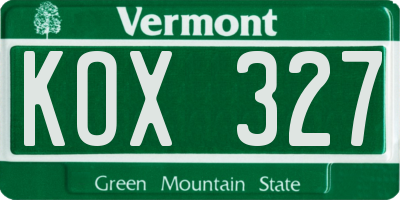 VT license plate KOX327