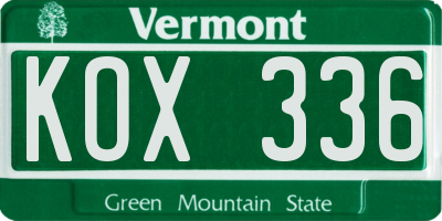 VT license plate KOX336