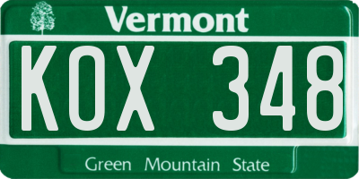 VT license plate KOX348