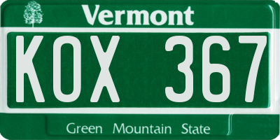 VT license plate KOX367