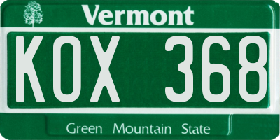 VT license plate KOX368