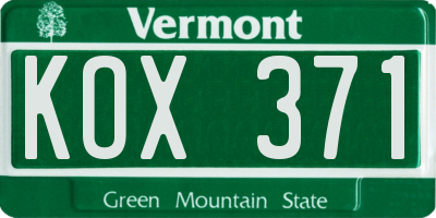VT license plate KOX371