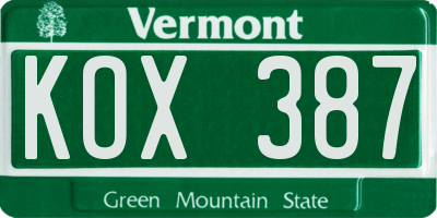 VT license plate KOX387