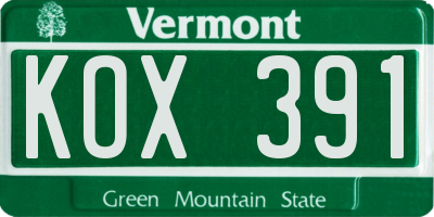 VT license plate KOX391