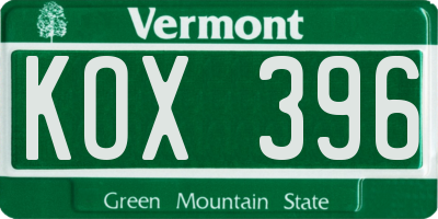 VT license plate KOX396