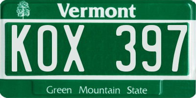 VT license plate KOX397