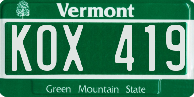 VT license plate KOX419