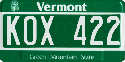 VT license plate KOX422