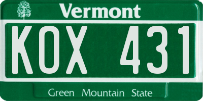 VT license plate KOX431