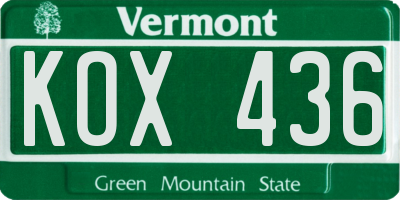 VT license plate KOX436