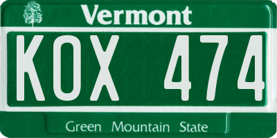 VT license plate KOX474