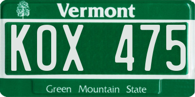VT license plate KOX475
