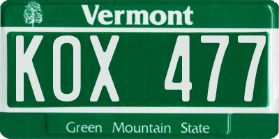 VT license plate KOX477