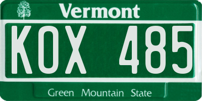 VT license plate KOX485