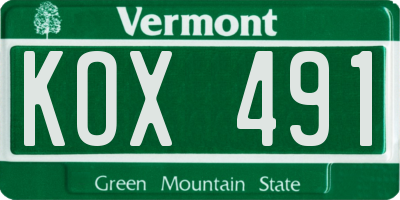 VT license plate KOX491