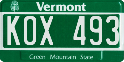 VT license plate KOX493