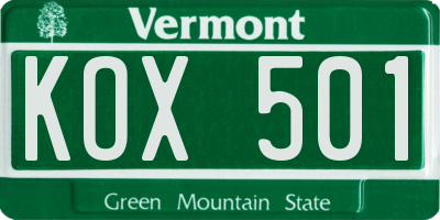VT license plate KOX501