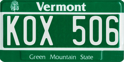 VT license plate KOX506