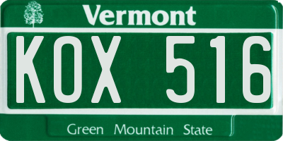 VT license plate KOX516