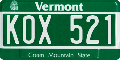 VT license plate KOX521