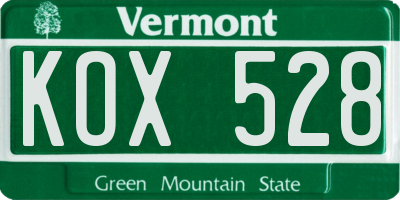 VT license plate KOX528