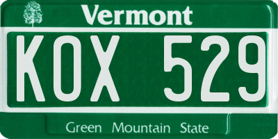 VT license plate KOX529