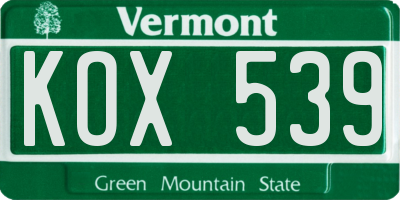 VT license plate KOX539