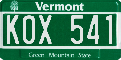 VT license plate KOX541