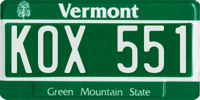 VT license plate KOX551