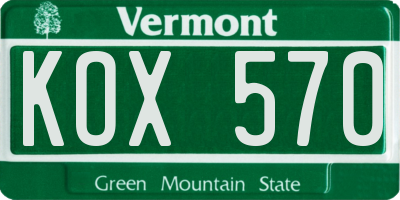 VT license plate KOX570