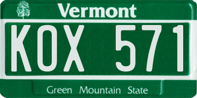 VT license plate KOX571