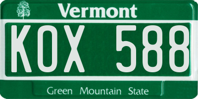 VT license plate KOX588