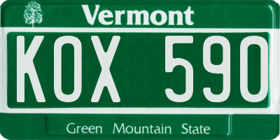 VT license plate KOX590