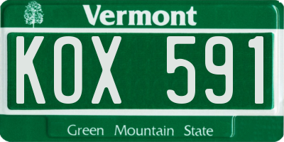 VT license plate KOX591