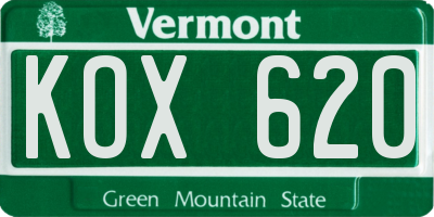 VT license plate KOX620