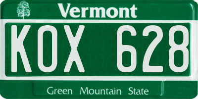 VT license plate KOX628