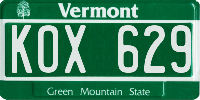VT license plate KOX629