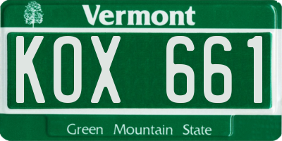 VT license plate KOX661