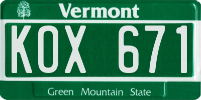 VT license plate KOX671