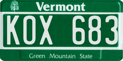 VT license plate KOX683