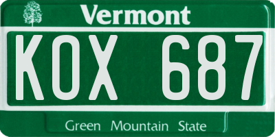 VT license plate KOX687