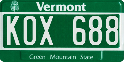 VT license plate KOX688