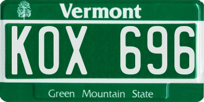 VT license plate KOX696