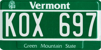 VT license plate KOX697