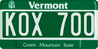 VT license plate KOX700
