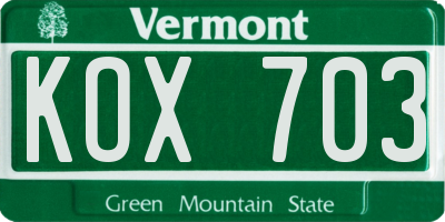 VT license plate KOX703
