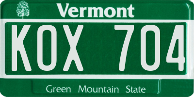 VT license plate KOX704