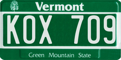 VT license plate KOX709