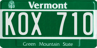 VT license plate KOX710