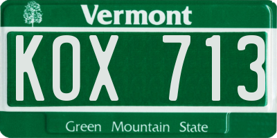 VT license plate KOX713